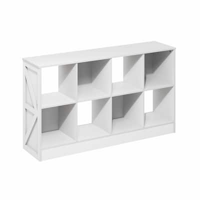 26.85 in. Tall White Wood 8-Shelf Bookcase
