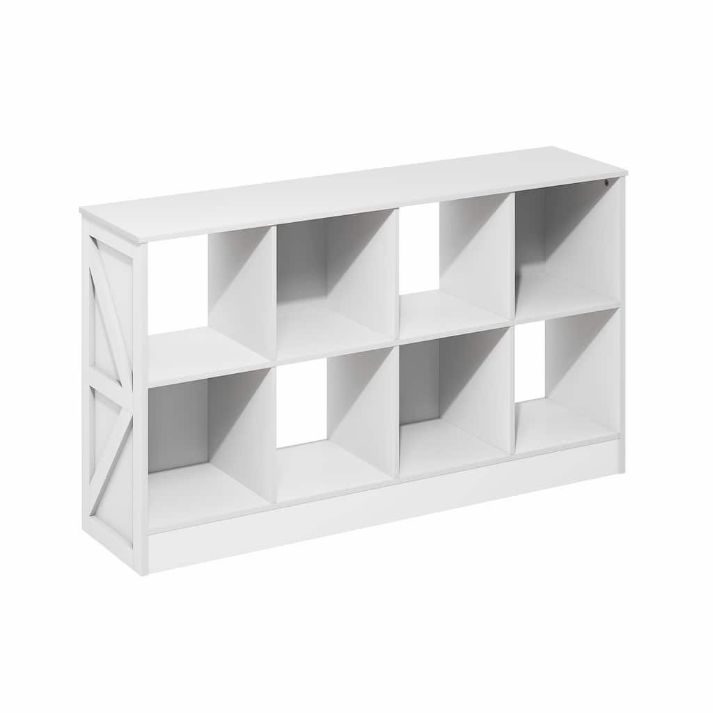 26.85 in. Tall White Wood 8-Shelf Bookcase