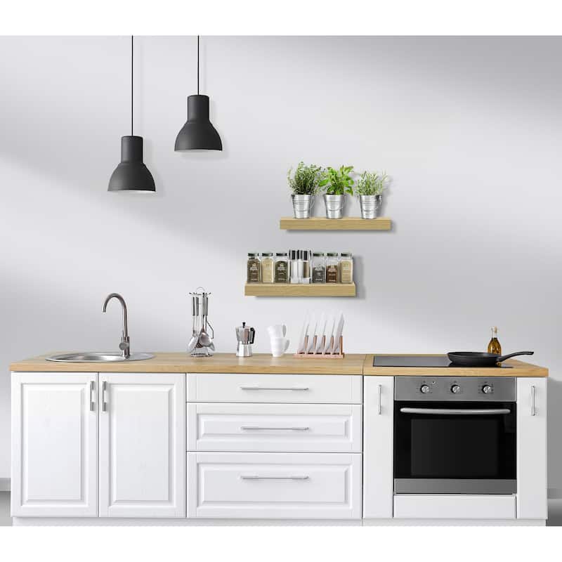 Sorbus 16" Floating Shelf Set - Wood Hanging Rectangle Wall Shelves (2-Pack)