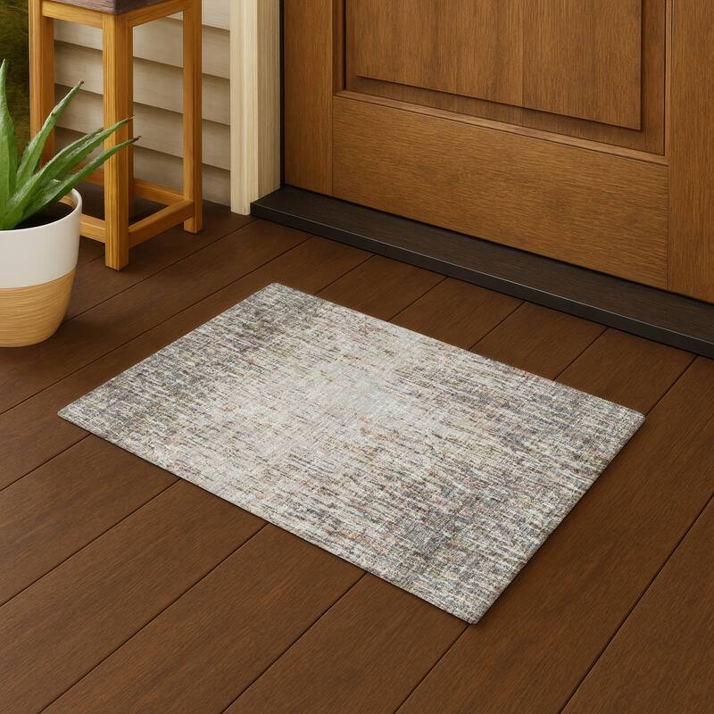 Machine Washable Indoor/ Outdoor Abstract Moxy Chantille Rug - Gray - 1'8" x 2'6"