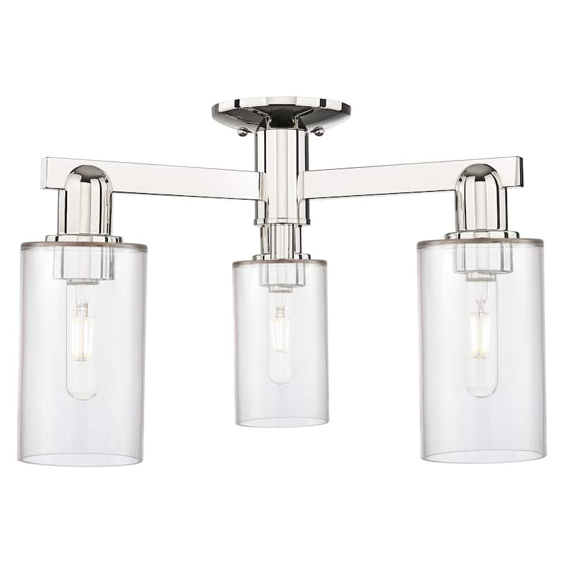 Innovations Lighting 716-3F-11-22 Clymer Semi-Flush Clymer 3 Light 22" - Polished Nickel / Clear
