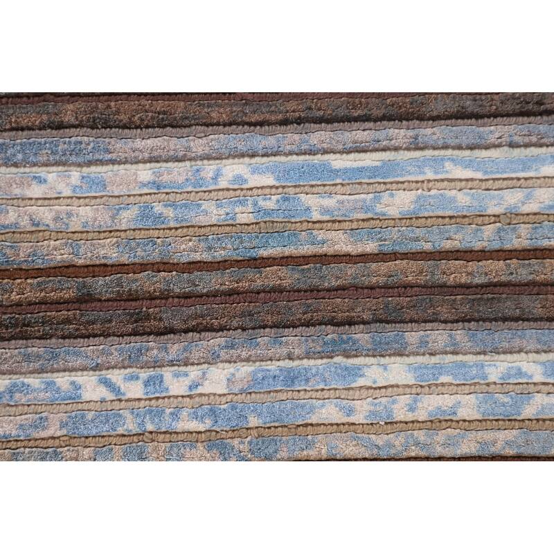 Striped / Abstract Accent Rug Hand-Knotted Wool Carpet - 2'8"x 4'9"