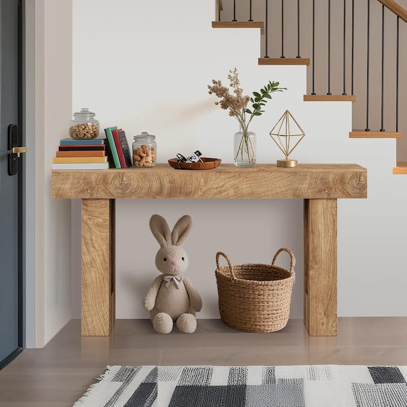 63" Farmhouse Console Table, Long Sofa Table Behind Couch, Wooden Entryway Table
