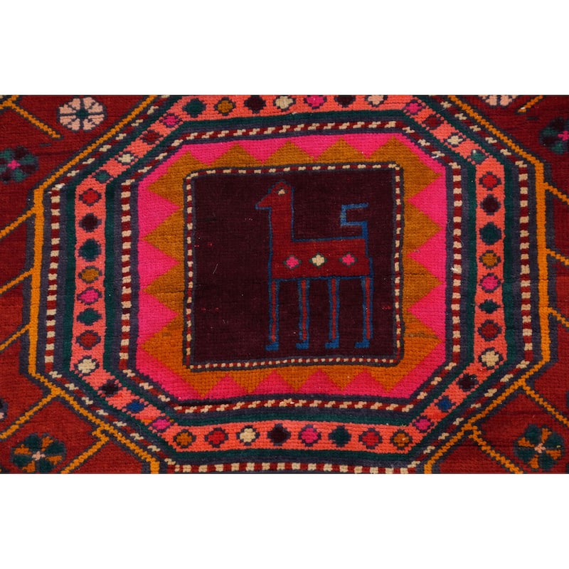 Hand Knotted Oriental 100% Wool Carpet Traditional Tribal Navy Blue & Blues Meshkin Area Rug - 10' 1'' X 4' 7''