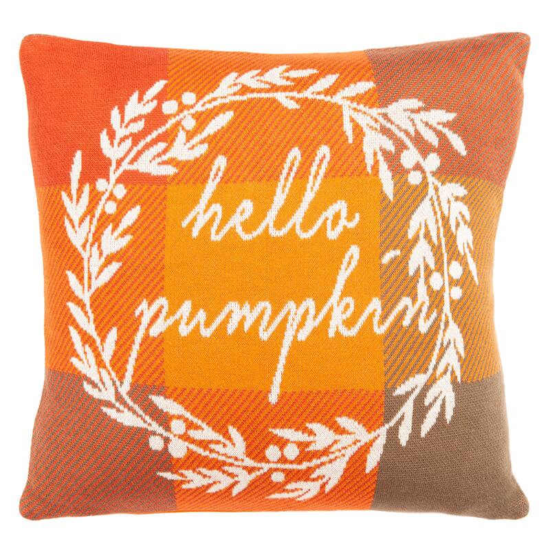 SAFAVIEH Hello Pumpkin 18inch Square Decorative Accent Throw Pillow On Sale Bed Bath