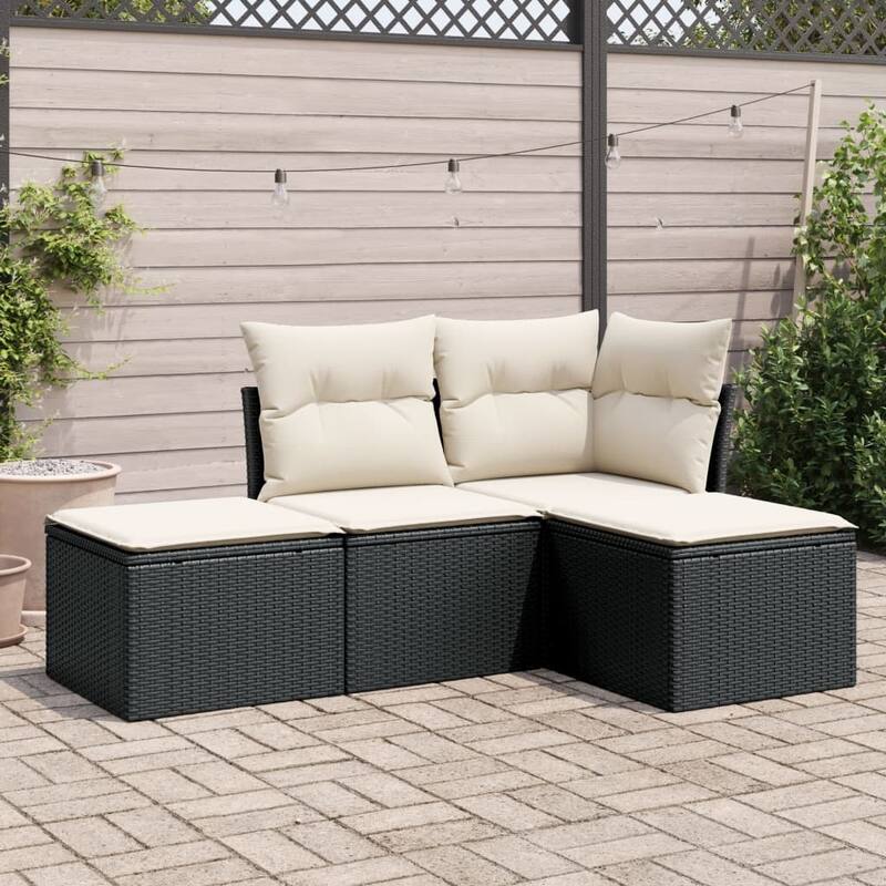 vidaXL Garden Sofa Set Black - 21.7 x 21.7 x 14.6 - Black and cream Without table