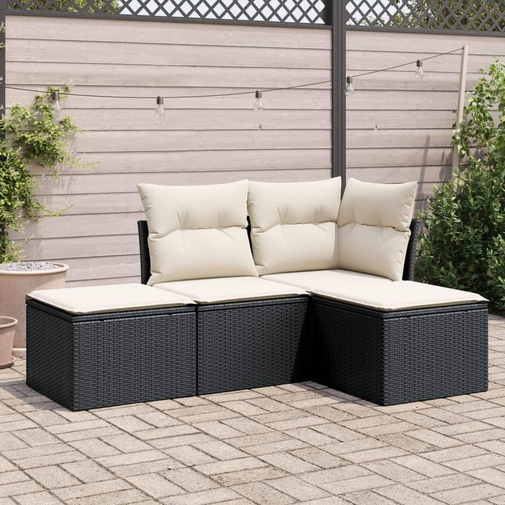 vidaXL Garden Sofa Set Black - 21.7 x 21.7 x 14.6