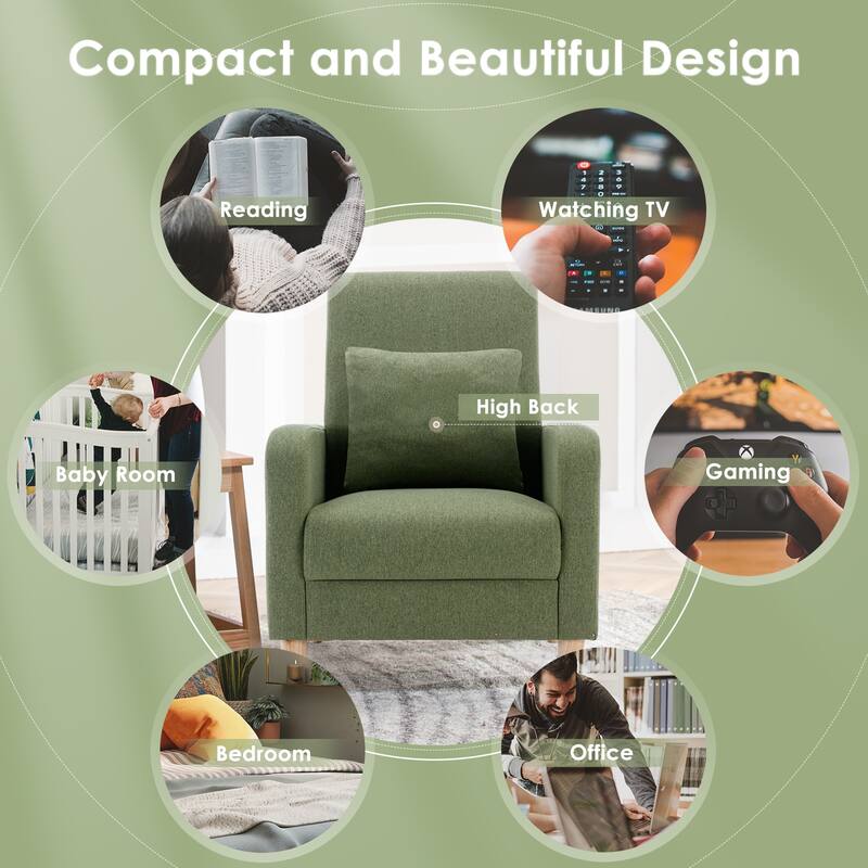Modern Accent Chair with Pillow & Walnut Legs - Lounge Seat for Living Room, Compact Design