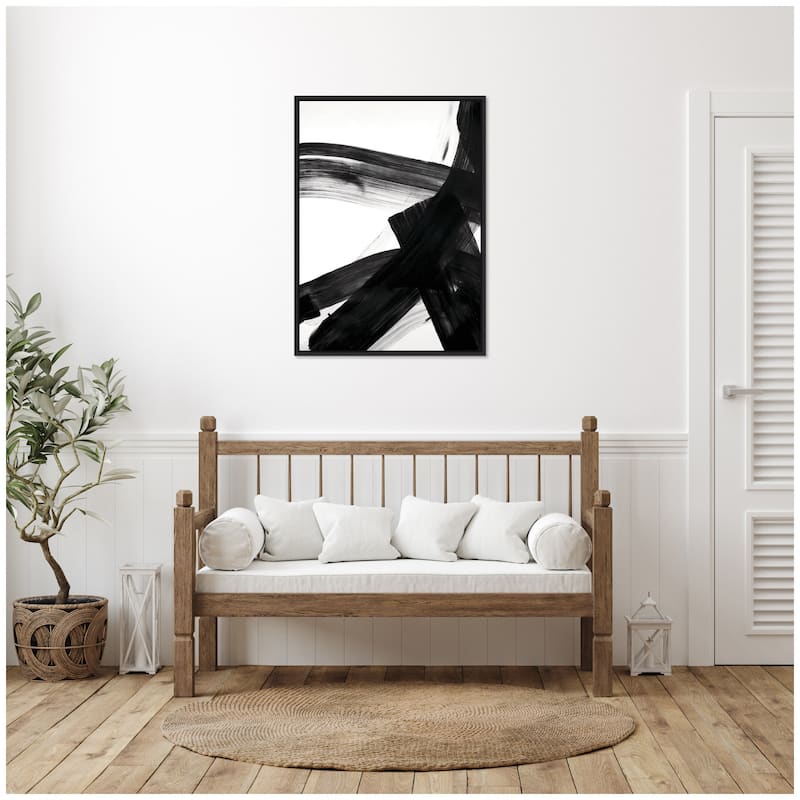 Kate and Laurel Black Mark No. 2 by Amy Lighthall Framed Canvas Wall Art Print