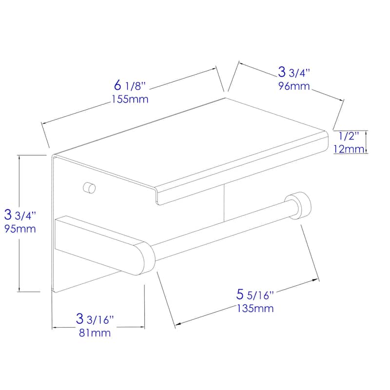 ALFI brand ABTP66-BSS Brushed Stainless Steel Toilet Paper Holder with Shelf - Grey