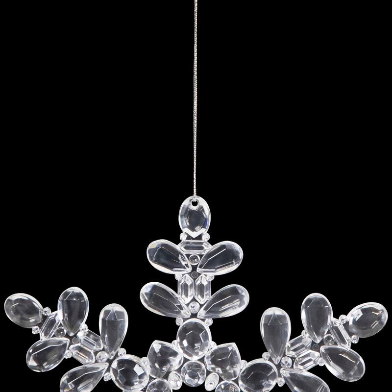 Hanging Acrylic Snowflake Christmas Ornaments - 7" - Clear - Set of 6