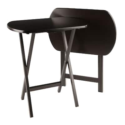 2 Coffee Brown Contemporary Over-sized Oblong Snack Tables 25.25"