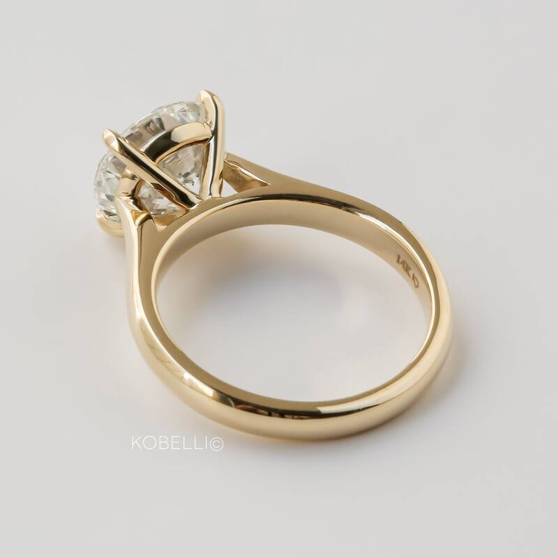 Kobelli 3.49 Carat Natural Diamond GIA Certified 14k Solid Gold Round Solitaire Cathedral One-of-a-Kind Franz Engagement Ring