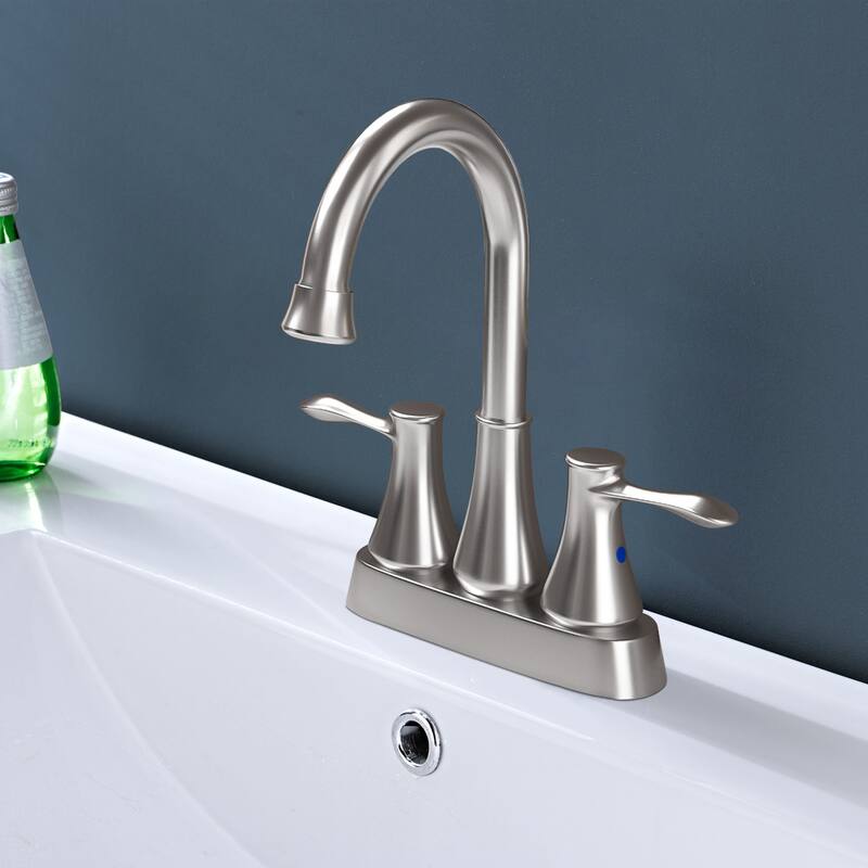 Topcraft 4-Inch Wide Double Handle Bathroom Faucet with Pop-Up Drainer