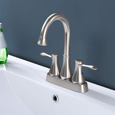 Topcraft 4-Inch Wide Double Handle Bathroom Faucet with Pop-Up Drainer