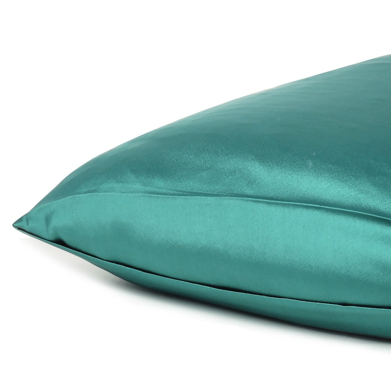 HomeRoots Teal Dreamy Set Of 2 Silky Satin King Pillowcases
