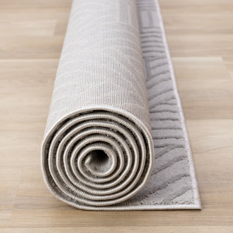 Ellie Collection - High-Low Textured Soft Polyester Grey Area Rug