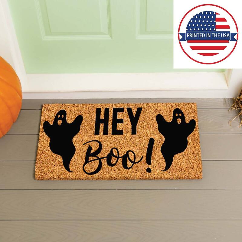 16 in. x 28 in. Coir Halloween Greeting "Hey Boo!" Door Mat