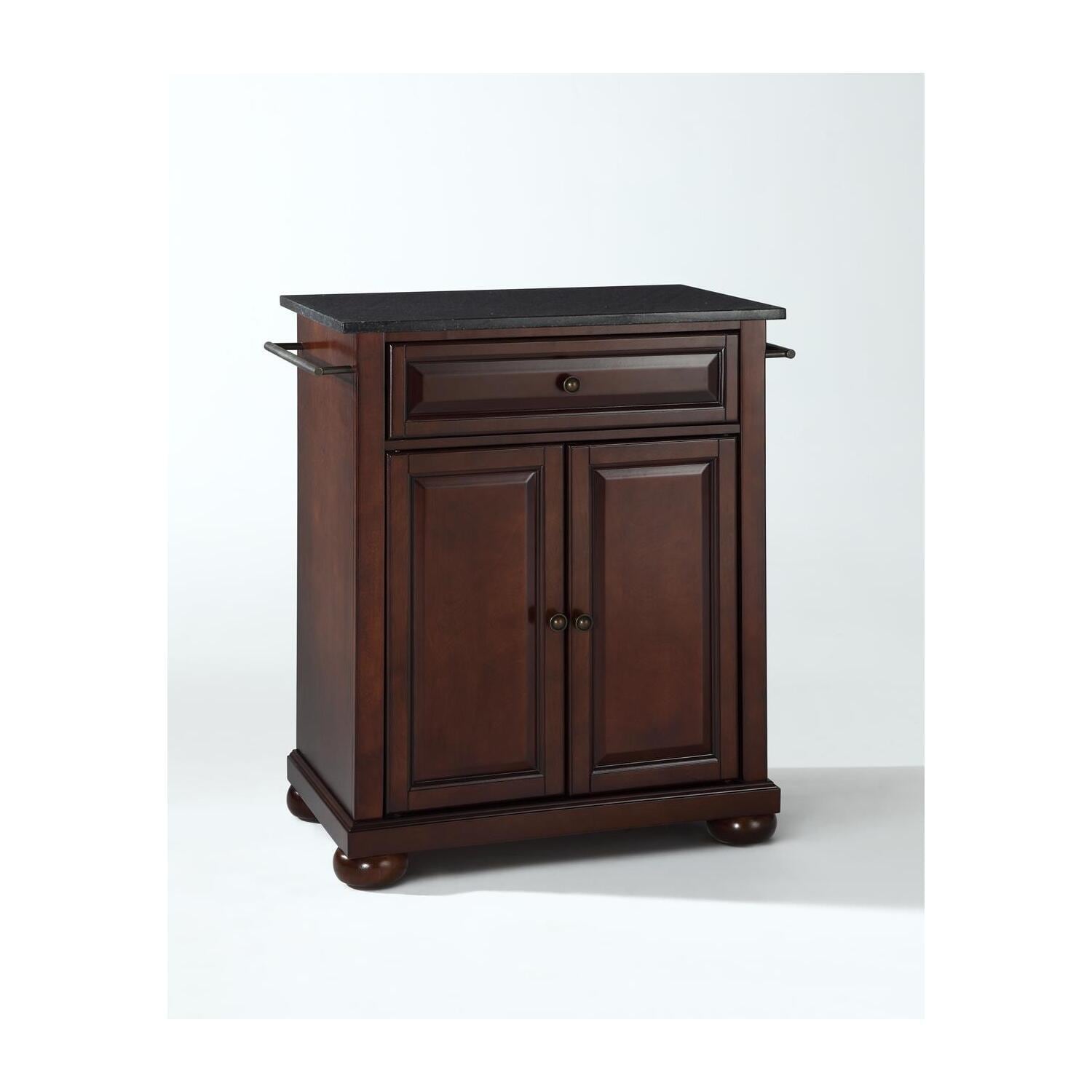 Kitchen Island Cart Granite Top Portable Kitchen Storage Island Modern Kitchen Furniture - Brown
