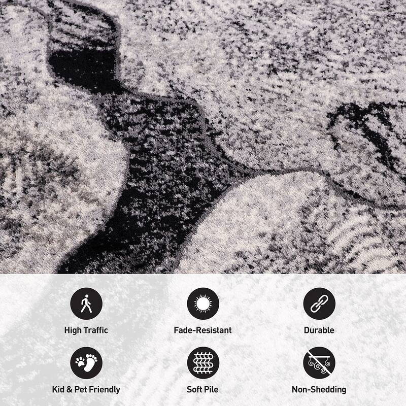 World Rug Gallery Contemporary Floral Design Black Area Rug