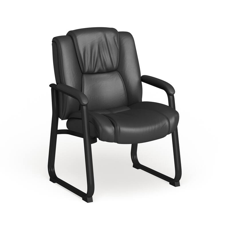 Big & Tall 500 lb. Rated LeatherSoft Tufted Executive Chair - Sled Base - Black