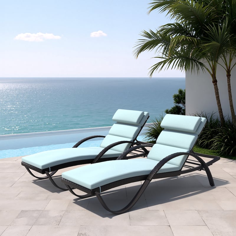 Deco 2 Aluminum Outdoor Patio Chaise Lounges Set