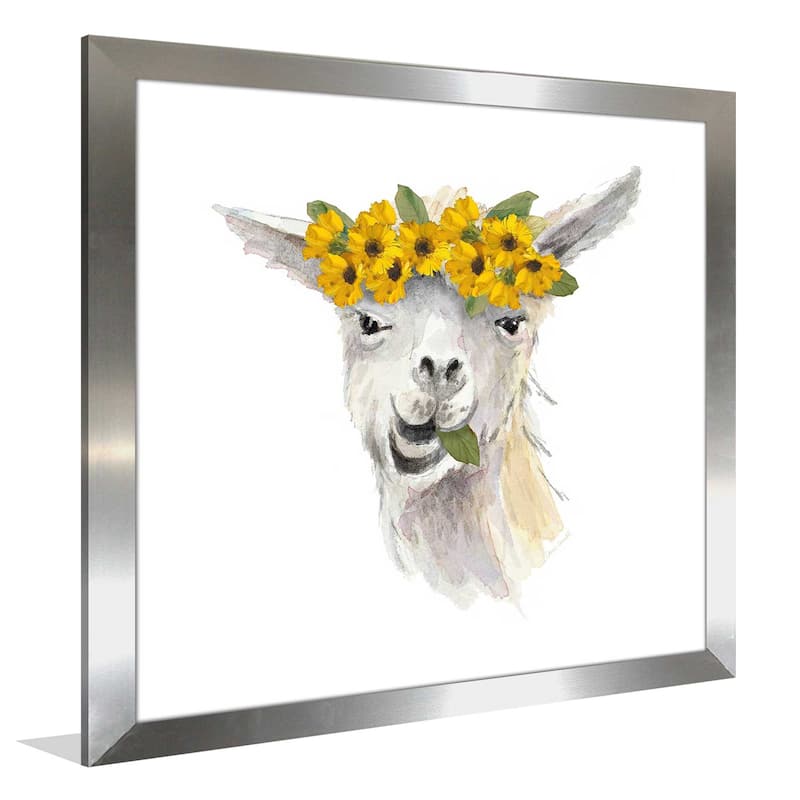 "Floral Llama I (Square)" Print on Acrylic