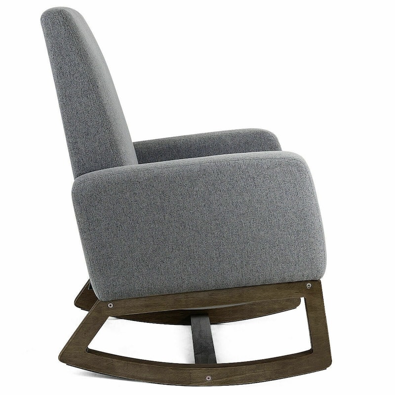 Retro Modern Fabric Upholstered Rocking Chair with Wooden Frame Comfortable Seat for Living Room - 26.5" x 32.5" x 40.5"