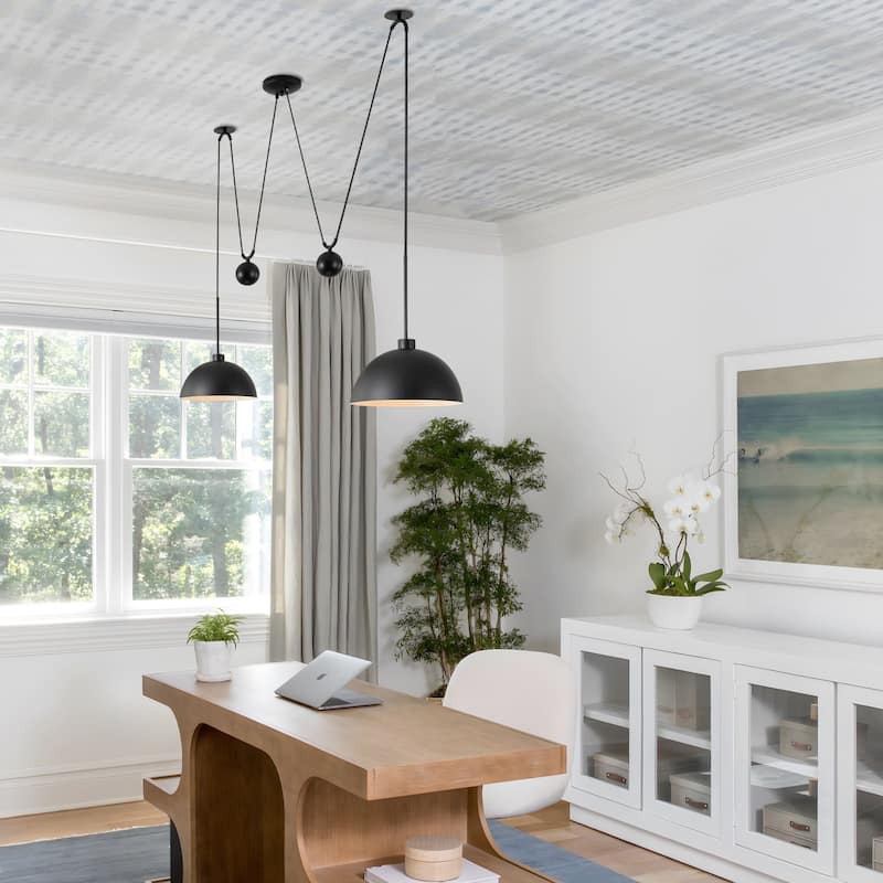 Starsky Modern 2-Light Pendant Island Light Fixture, W-Shaped Hanging Lights with Adjustable Cord and Metal Sliding Weights