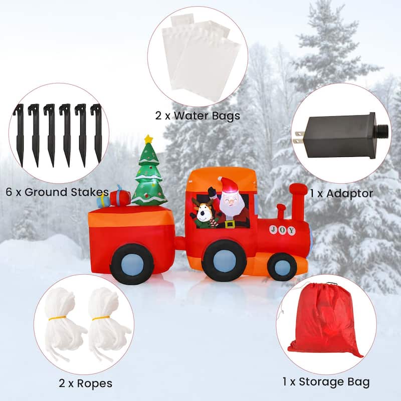 Costway 8 FT Christmas Inflatable Santa Train Decoration with Santa - See Details