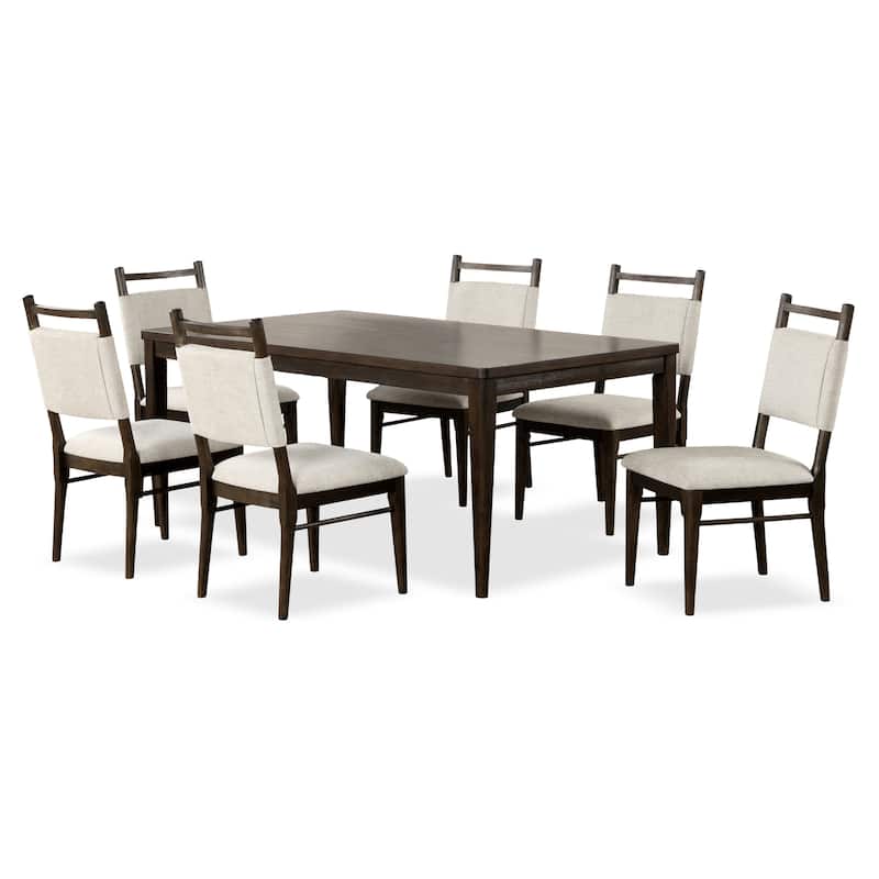 Furniture of America Lennox Modern 7-Piece Dark Walnut Rubberwood Dining Set