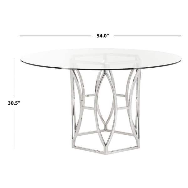 Safavieh Couture Shaw 54 Inch Glass Top Round Dining Table 54 W X 54 D X 30 5 H Overstock 14357126
