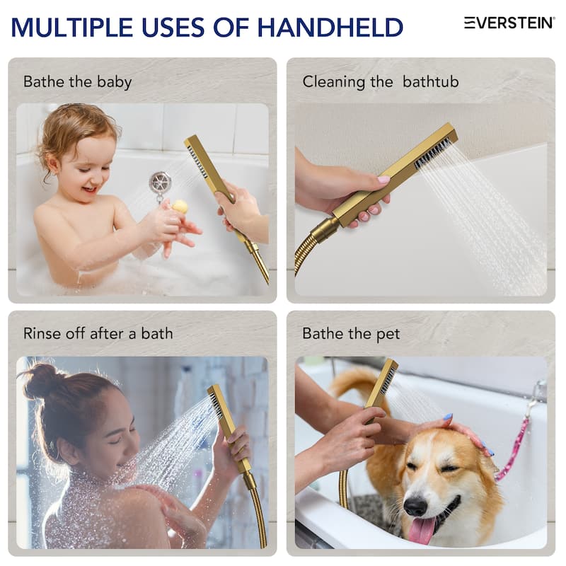 Waterfall Tub Faucet with Rough-in Valve,Wall Mounted Tub Spout with Handheld Shower