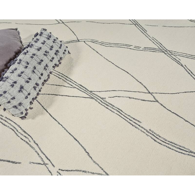 Exquisite Rugs Tangiers Handmade Hand-tufted New Zealand Wool on Canvas Ivory/Black Area Rug