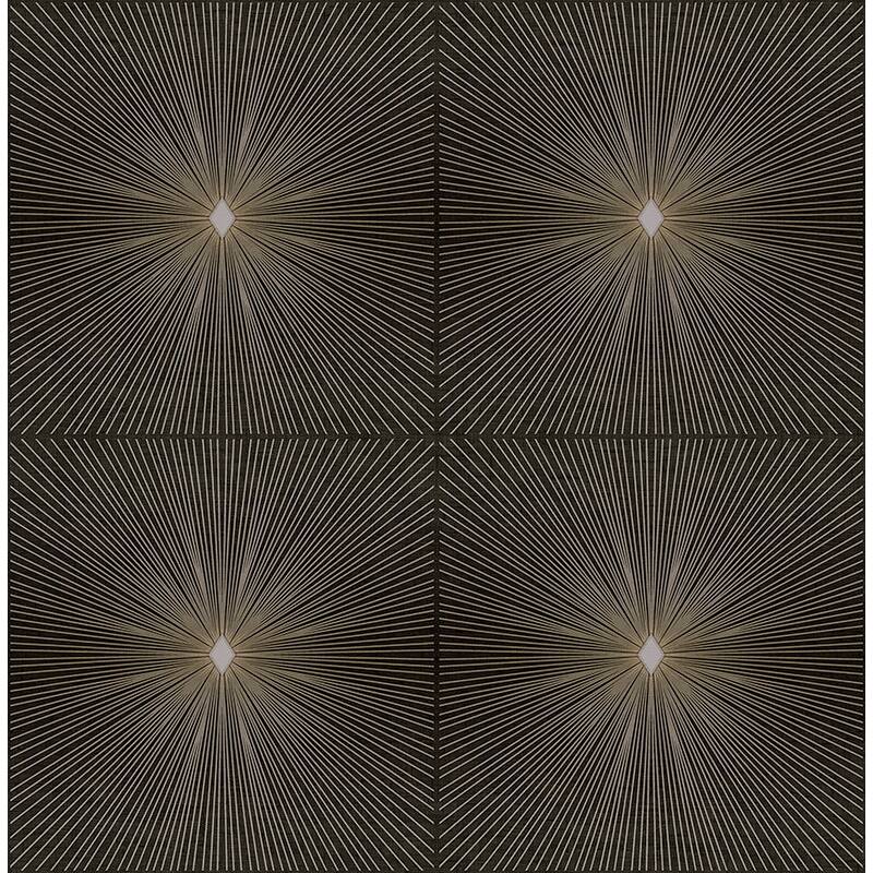 Seabrook Designs Melrose Starburst Unpasted Wallpaper - 20.5 in. W x 33 ft. L - Ebony & Metallic Gold
