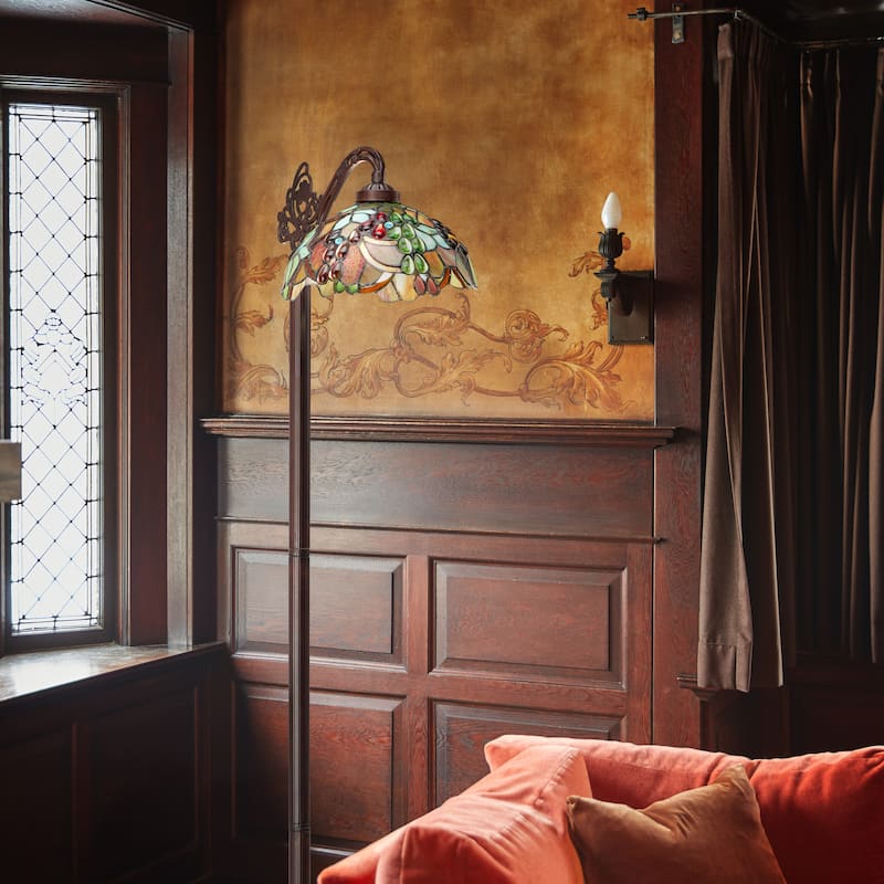 Victoria River of Goods Multicolor Tiffany Style Stained Glass Dome Shade 60-Inch Floor Lamp - 19" x 11.25" x 60"