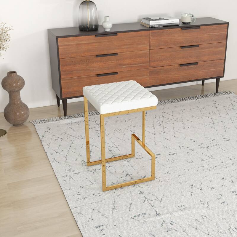 Felicia Mid Century Modern Luxury French Boucle Fabric Counter Stool in Beige