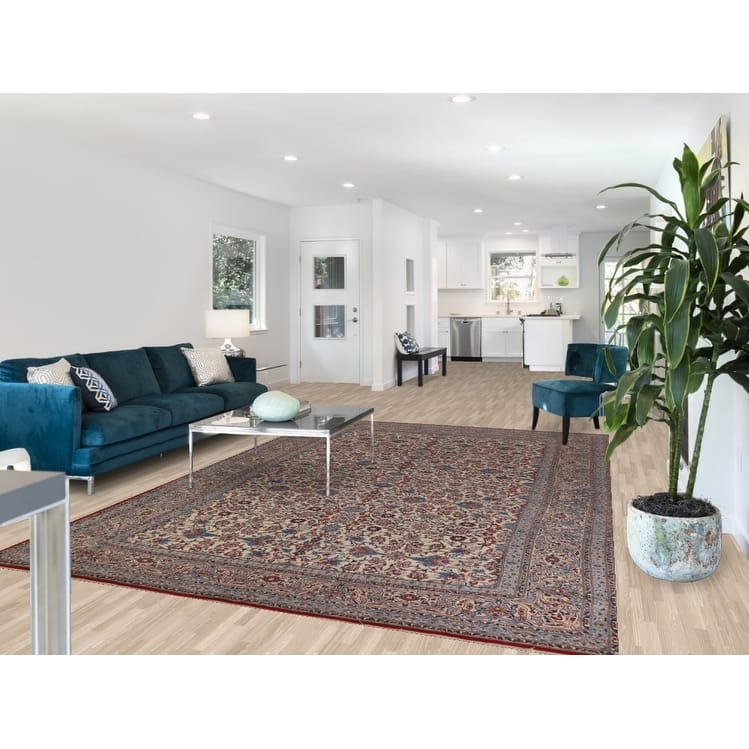 Hand Knotted Oriental 100% Wool Carpet Traditional All-Over Beige & Ivories Nain Area Rug - 11' 1'' X 7' 4''