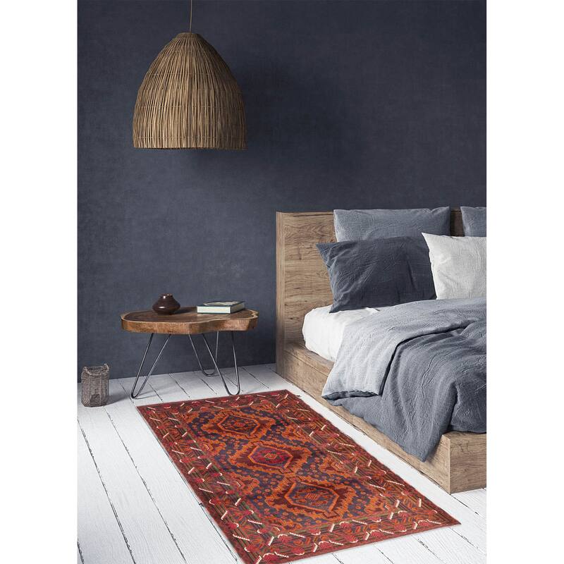 ECARPETGALLERY Hand-knotted Teimani Dark Navy Wool Rug - 3'10 x 6'3