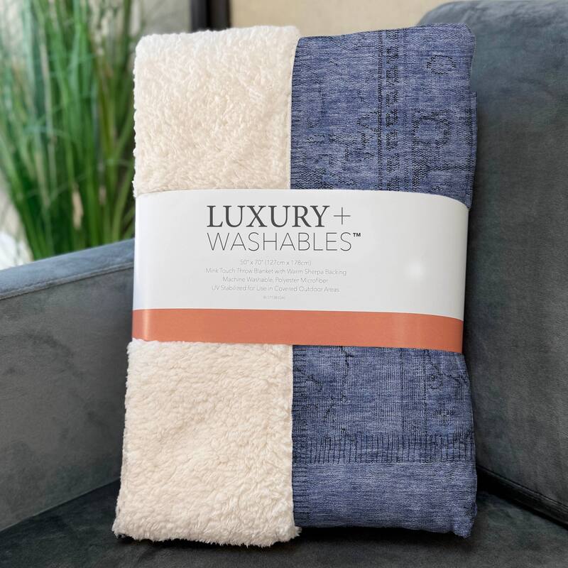 Premium Machine Washable Vintage Patchwork Sherpa Throw Blanket