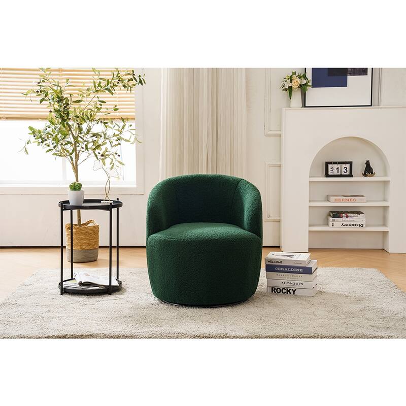 Teddy Fabric Swivel Accent Armchair Barrel Chair - Green