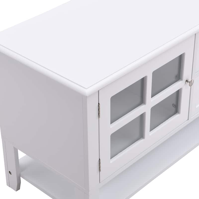 White TV Stand for TVs up to 60'', TV Console Media Cabinet with Storage Shelves, Entertainment Center for Livingroom
