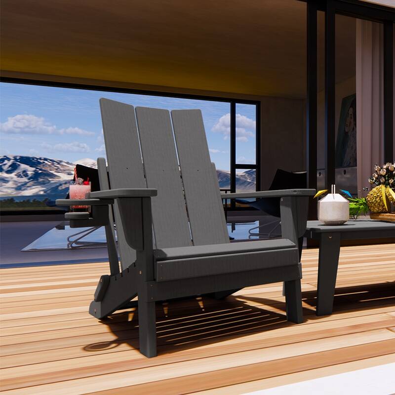 Polydun All Weather Poly Outdoor Adirondack Chair - Foldable - Slate Grey  