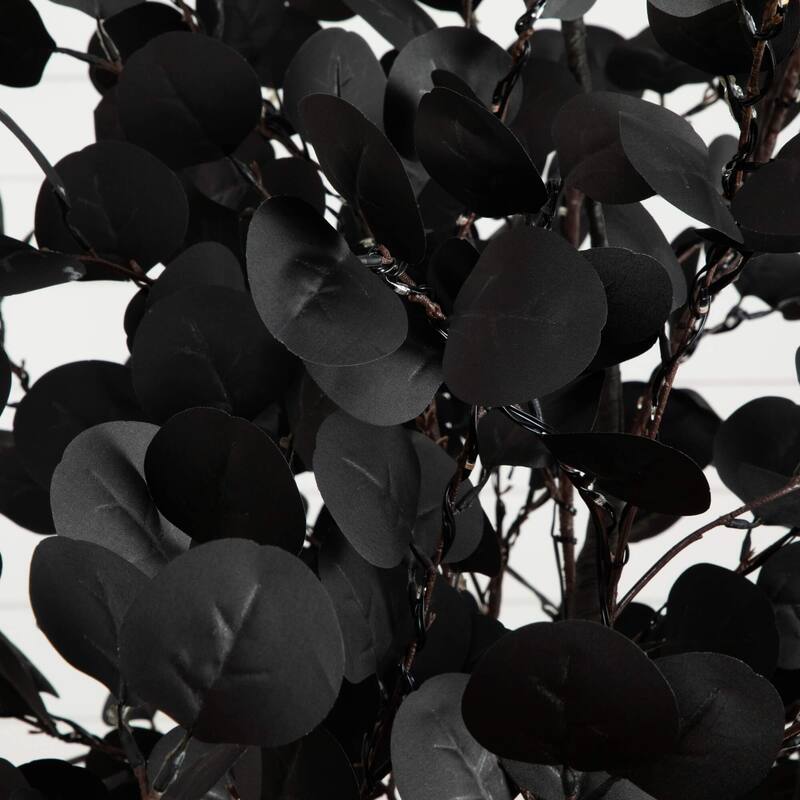 Pre-Lit Artificial Halloween Eucalyptus Potted Tree - 9' - Orange and Purple LED Lights