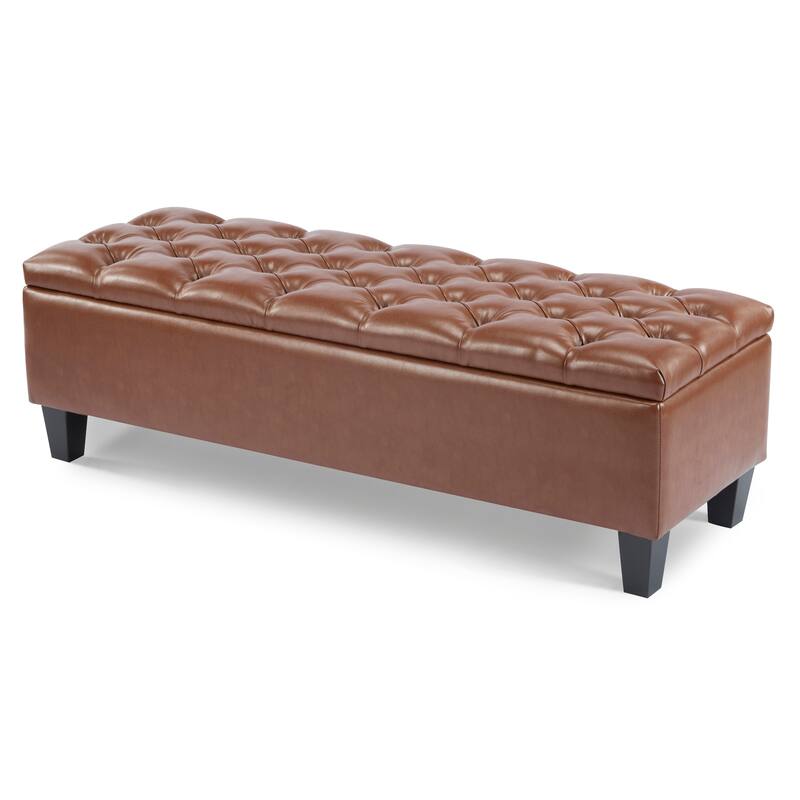 Ottilie Contemporary Button-Tufted Storage Ottoman Bench by Christopher Knight Home