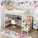preview thumbnail 10 of 16, Full Size Loft Bed With Desk,Lateral Storage Ladder and Wardrobe for Home White