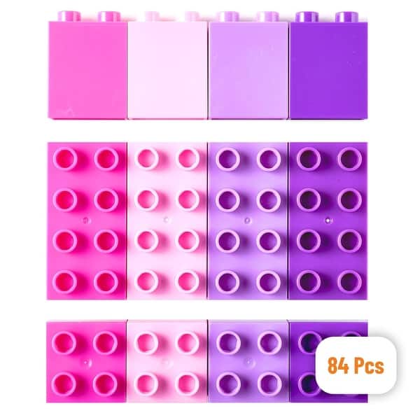 slide 2 of 6, Strictly Briks Large Building Blocks for Kids, Pink, Magenta, Lavender, Purple, 84 Pieces, Compatible with Major Brands Multi