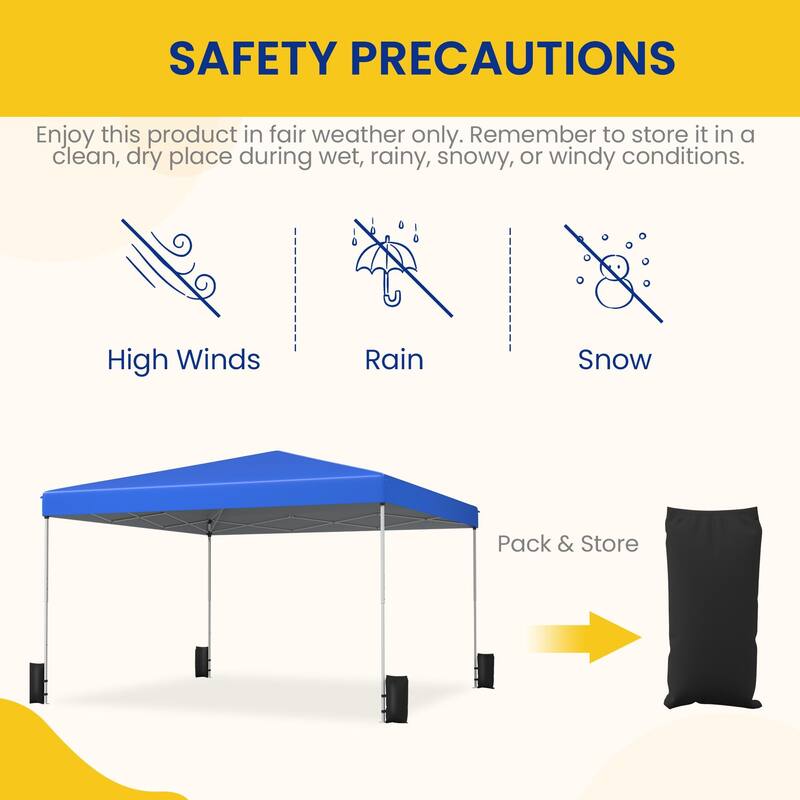 Pop Up Canopy Tent – Outdoor Shade Gazebo with Storage Bag & Sandbags,Easy Setup Canopy for Patio, Camping, Beach