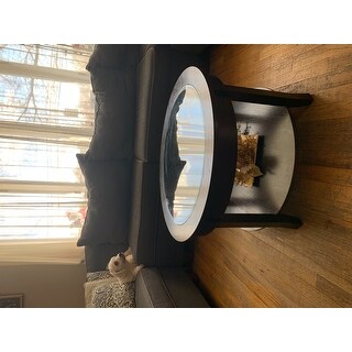 Shop Bianco Collection Espresso 30-inch Round Glass Top Coffee Table - Free Shipping Today ...