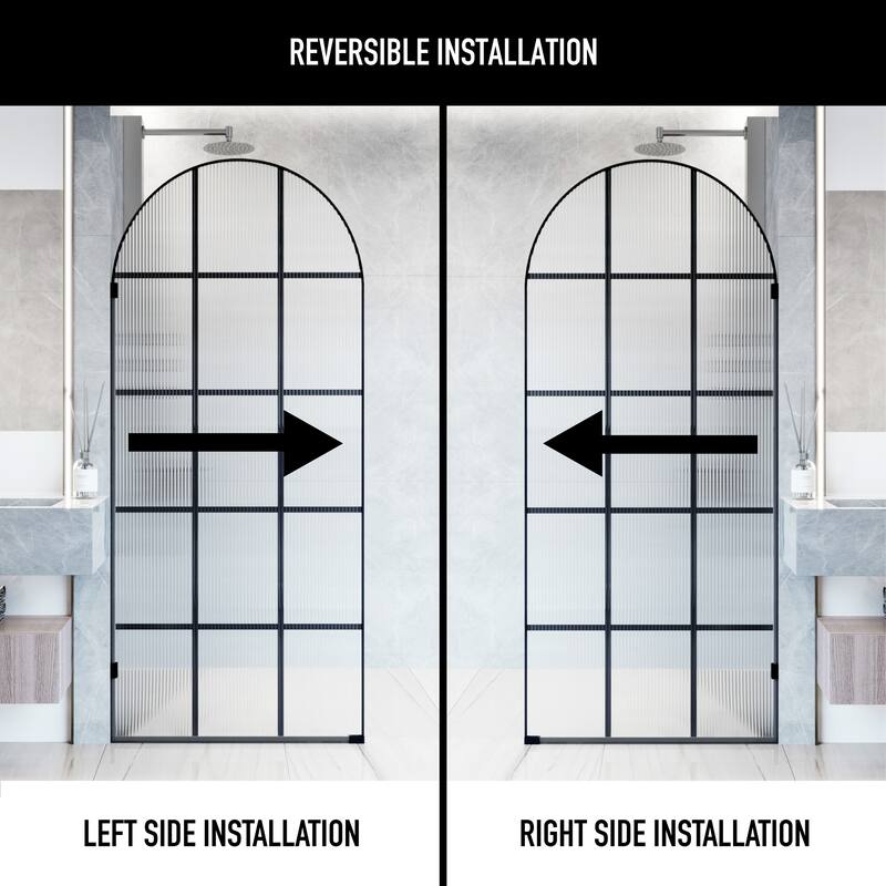VIGO Arden 34" W x 78" H Framed Fixed Shower Screen in Matte Black